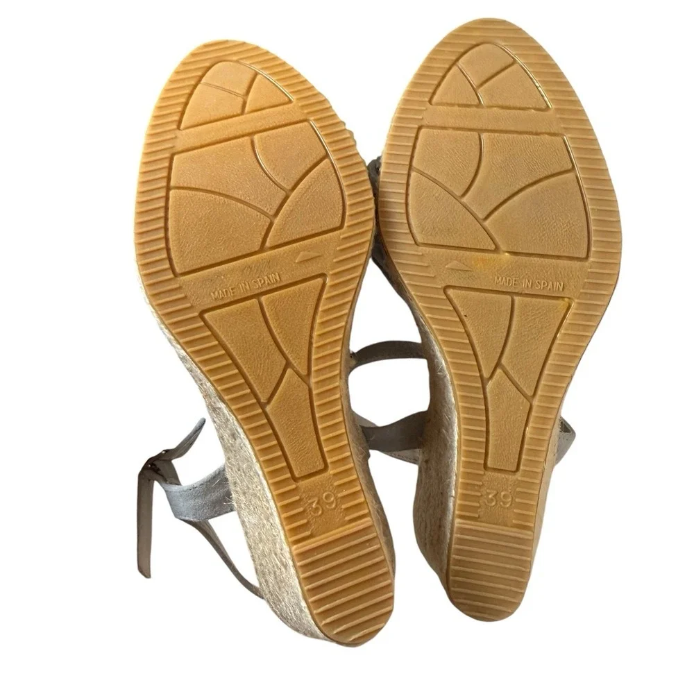 Kanna Womens Espadrille Wedge Strappy Sandals Gray Blue Size 39 US 8.5 Spain
